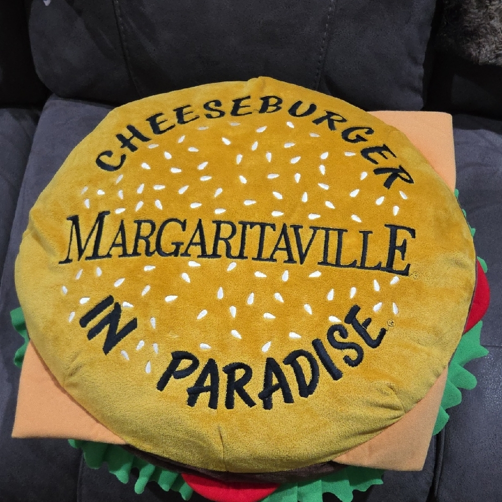 Margaritaville Cheeseburger Plush Pillow in Yellow and Green